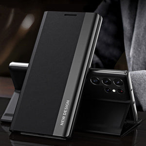 Galaxy S Series Ultra PU Leather Side Window Flip Case