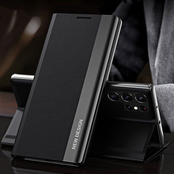 Galaxy S Series Ultra PU Leather Side Window Flip Case